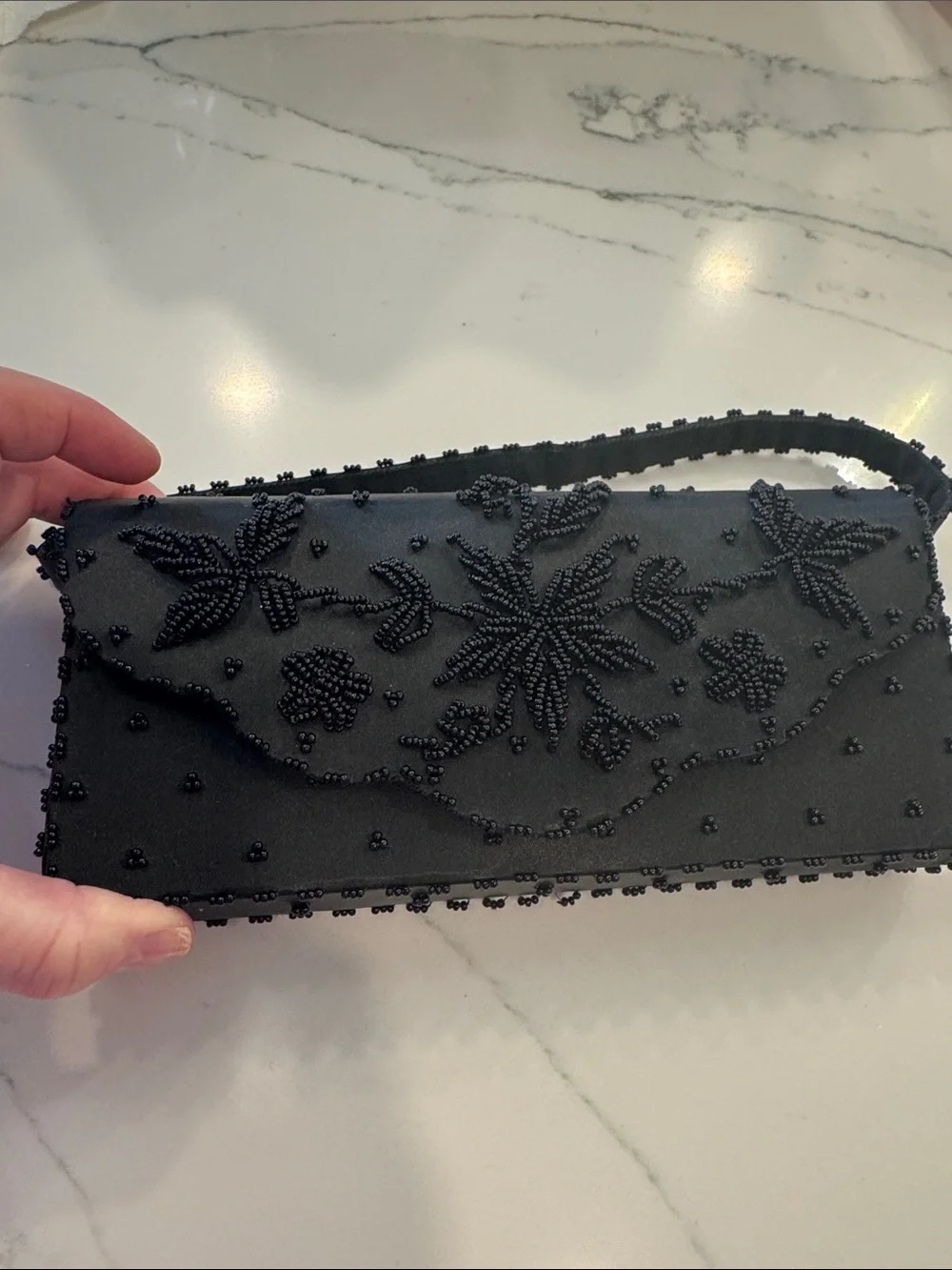 Vintage Black Beaded Evening Bag